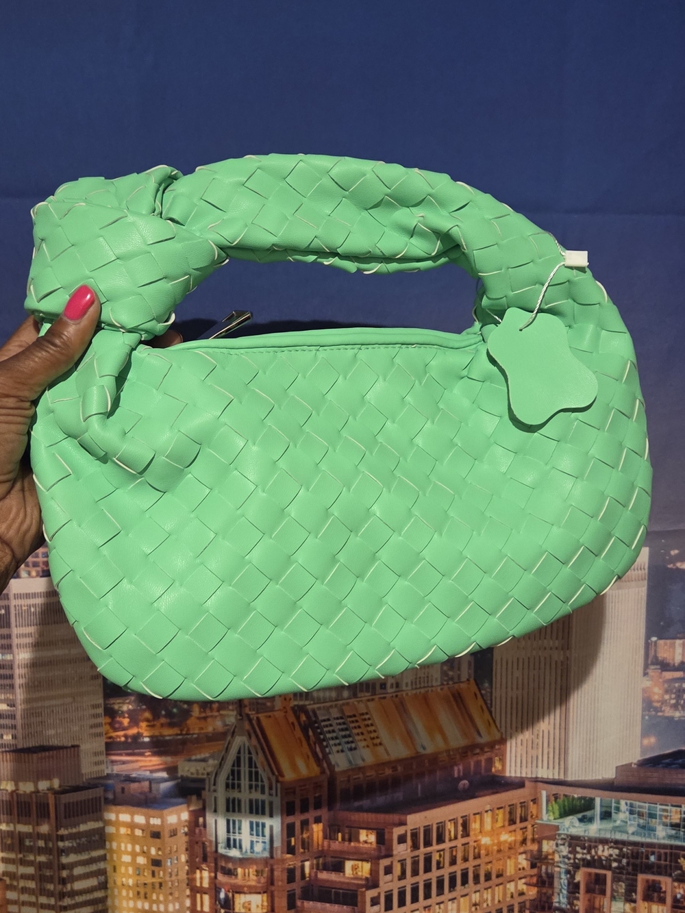 Green Woven Handle Shoulder Bag - Casual Chic